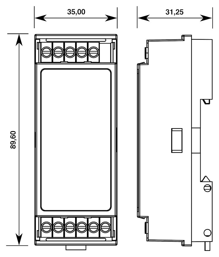 Alledio MX-EXT Maßzeichnung 35 x 89,6 x 31,25 mm – Andivi